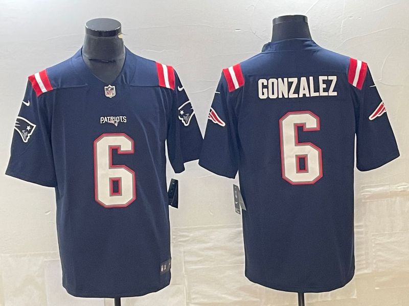Men New England Patriots #6 Gonzalez Blue 2023 Nike Vapor Limited NFL Jersey